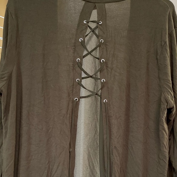 Olive Green cross detail sweater - Picture 2 of 3